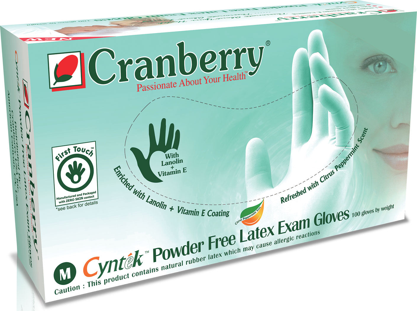 Cranberry 7837 Cyntek Latex Examination Gloves Scented Powder Free Medium 100/Box Cranberry 7837 Cyntek Latex Examination Gloves Scented Powder Free Medium 100/Box
